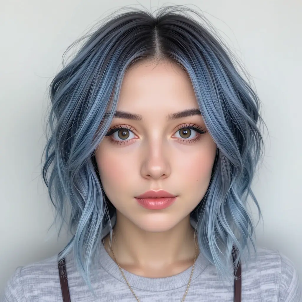 Denim Blue Peekaboo in Layered Cuts