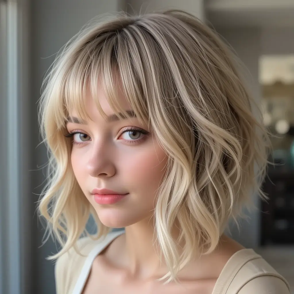 Dirty Blonde Wolf Cut With Airy Bangs