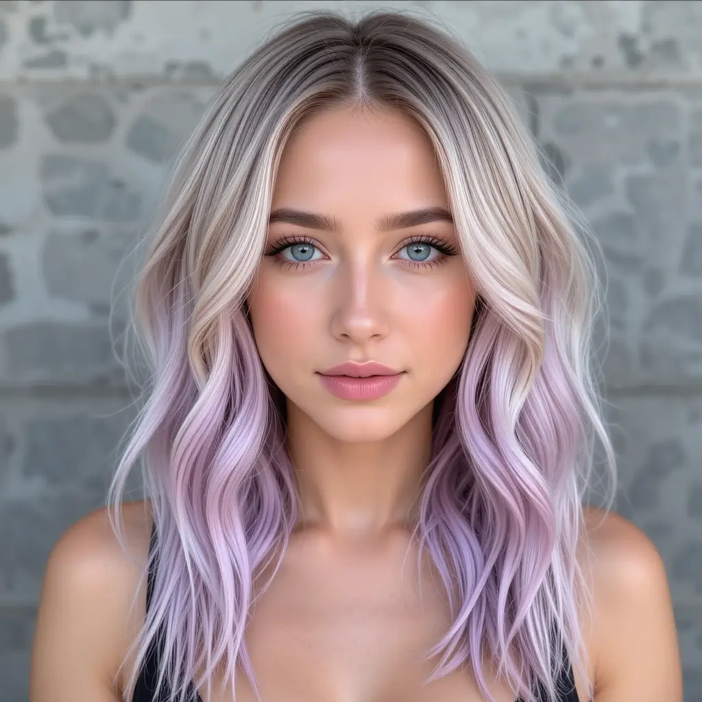 Dirty Blonde with Pastel Purple Ombre