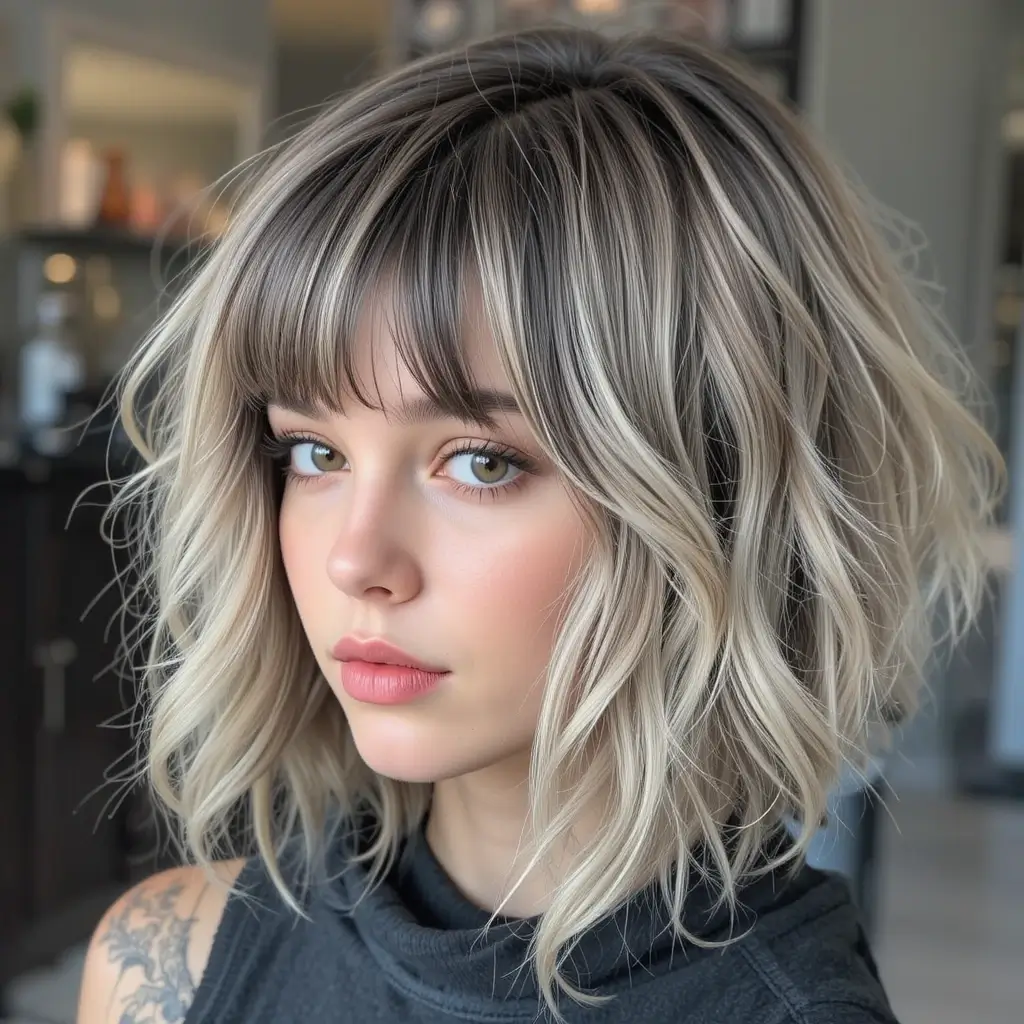 Disconnected Layers Wolf Cut With Textured Bangs