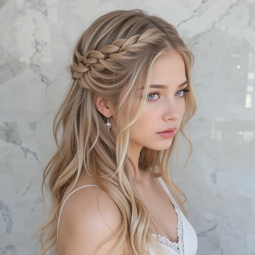 Dutch Braid with Loose Waves