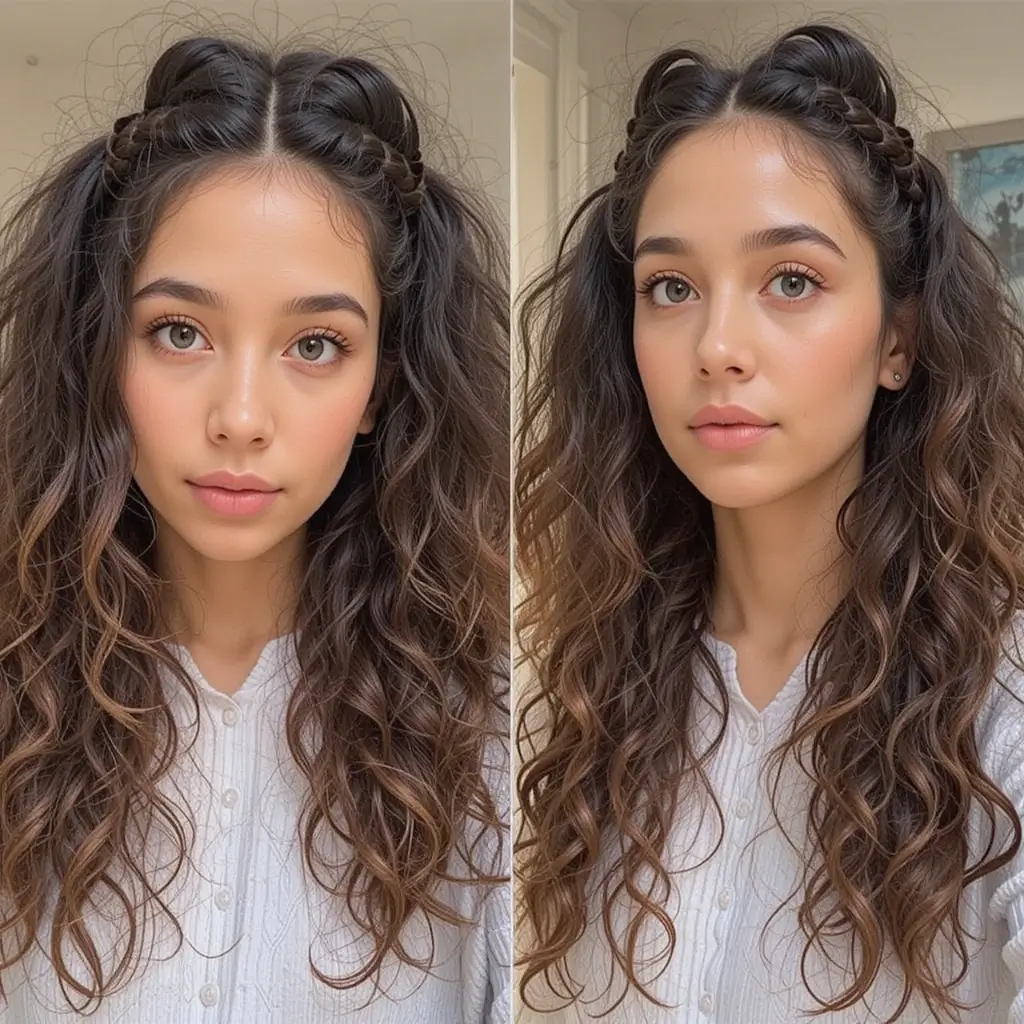 Dutch Braids with Curly Ends