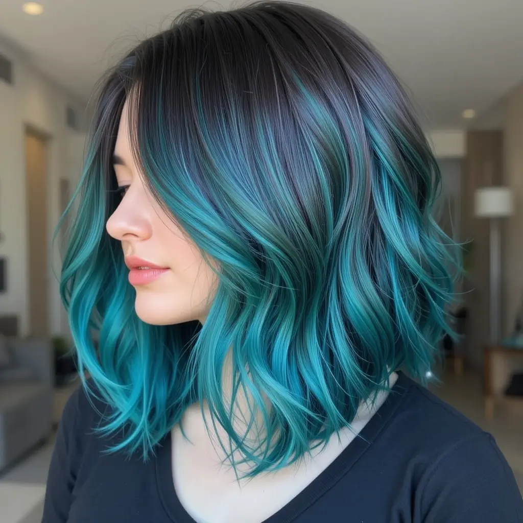 Espresso Brown Hair with Teal Peekaboo