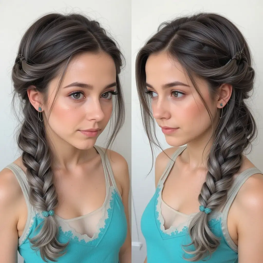 Fishtail Braid with Silver Lowlights