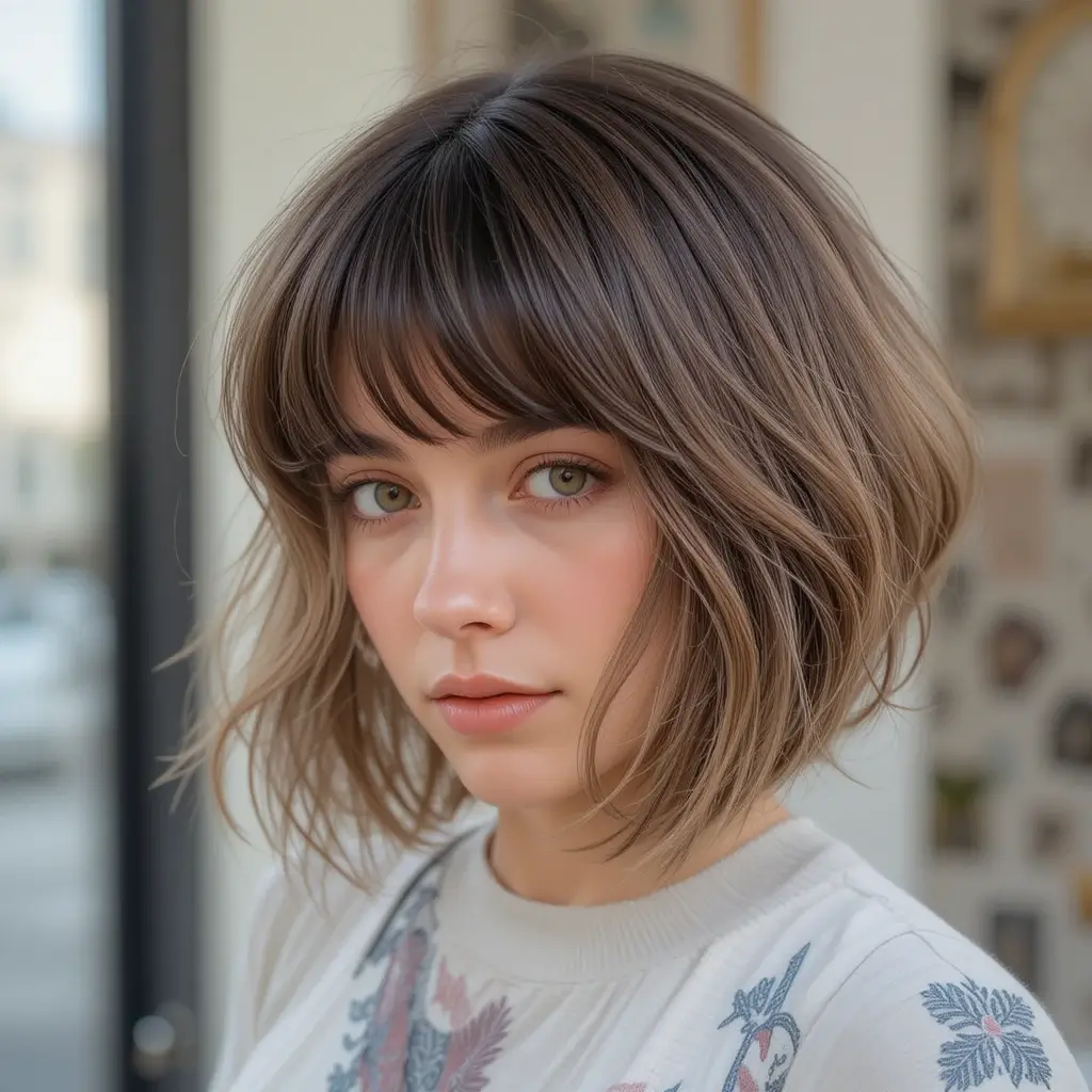 French-Inspired Shag with Bangs