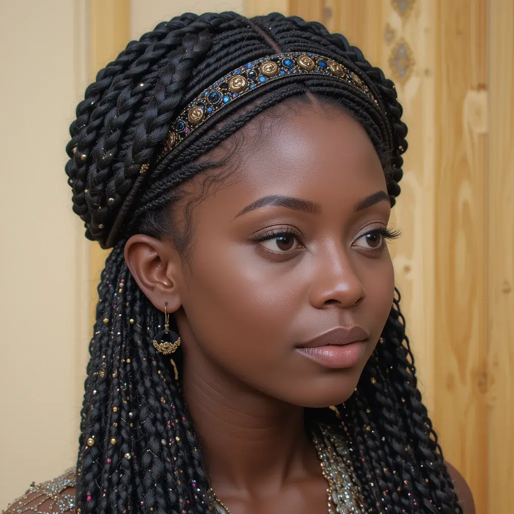 Fulani Braids Crown Style