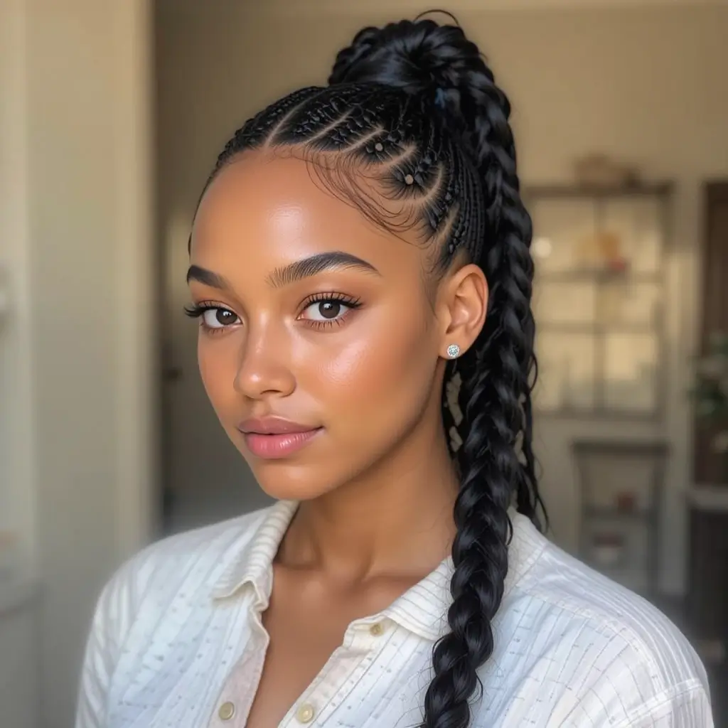 Fulani Braids into Ponytail