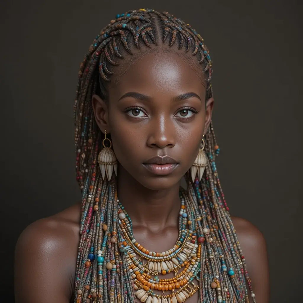 Fulani Braids with Beads and Shells