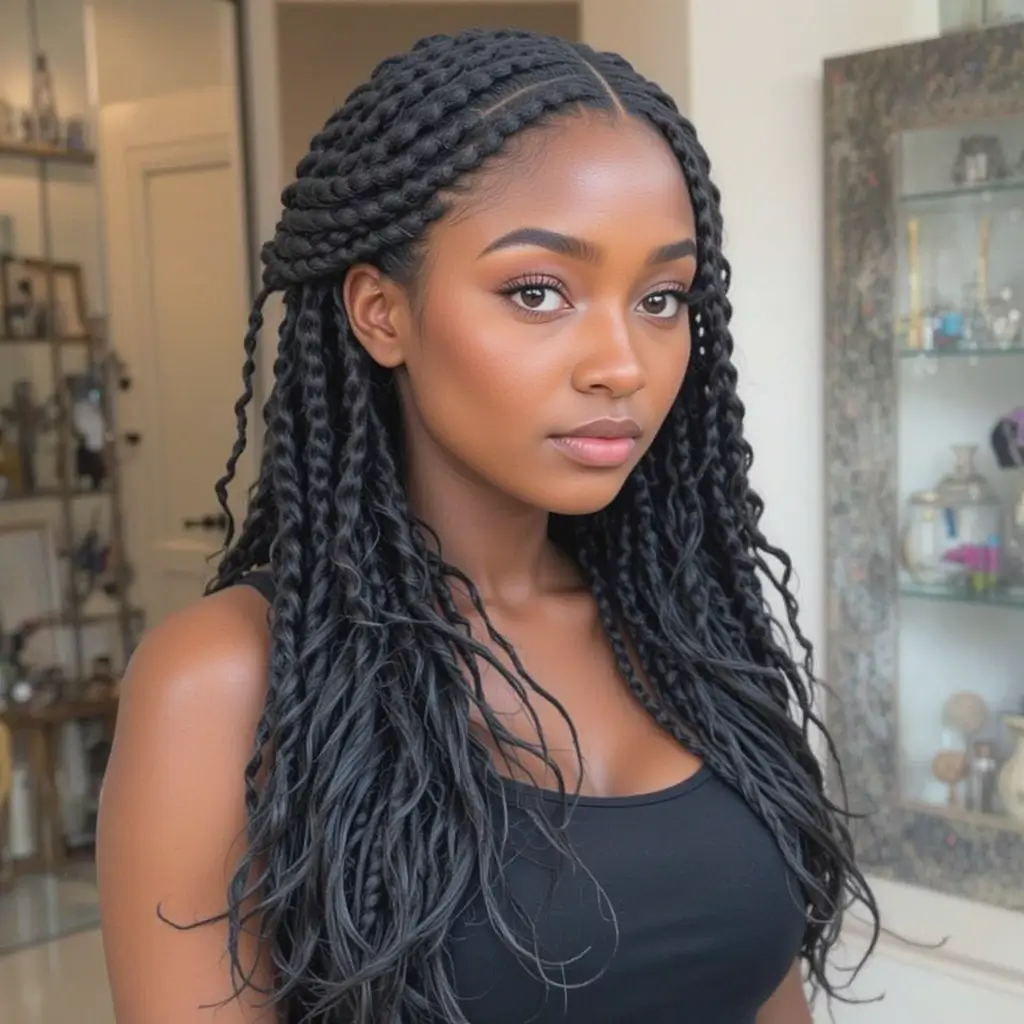 Fulani Braids with Curly Ends