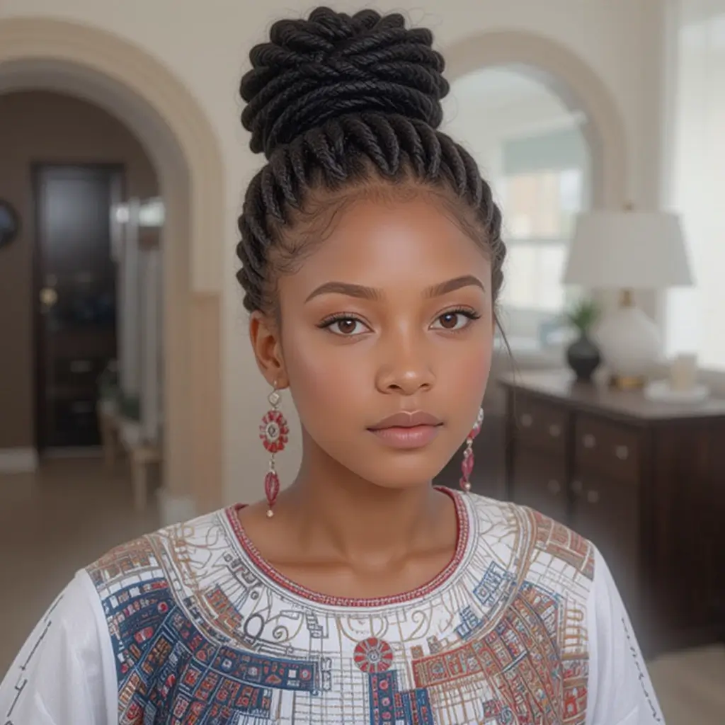 Fulani Braids with High Bun