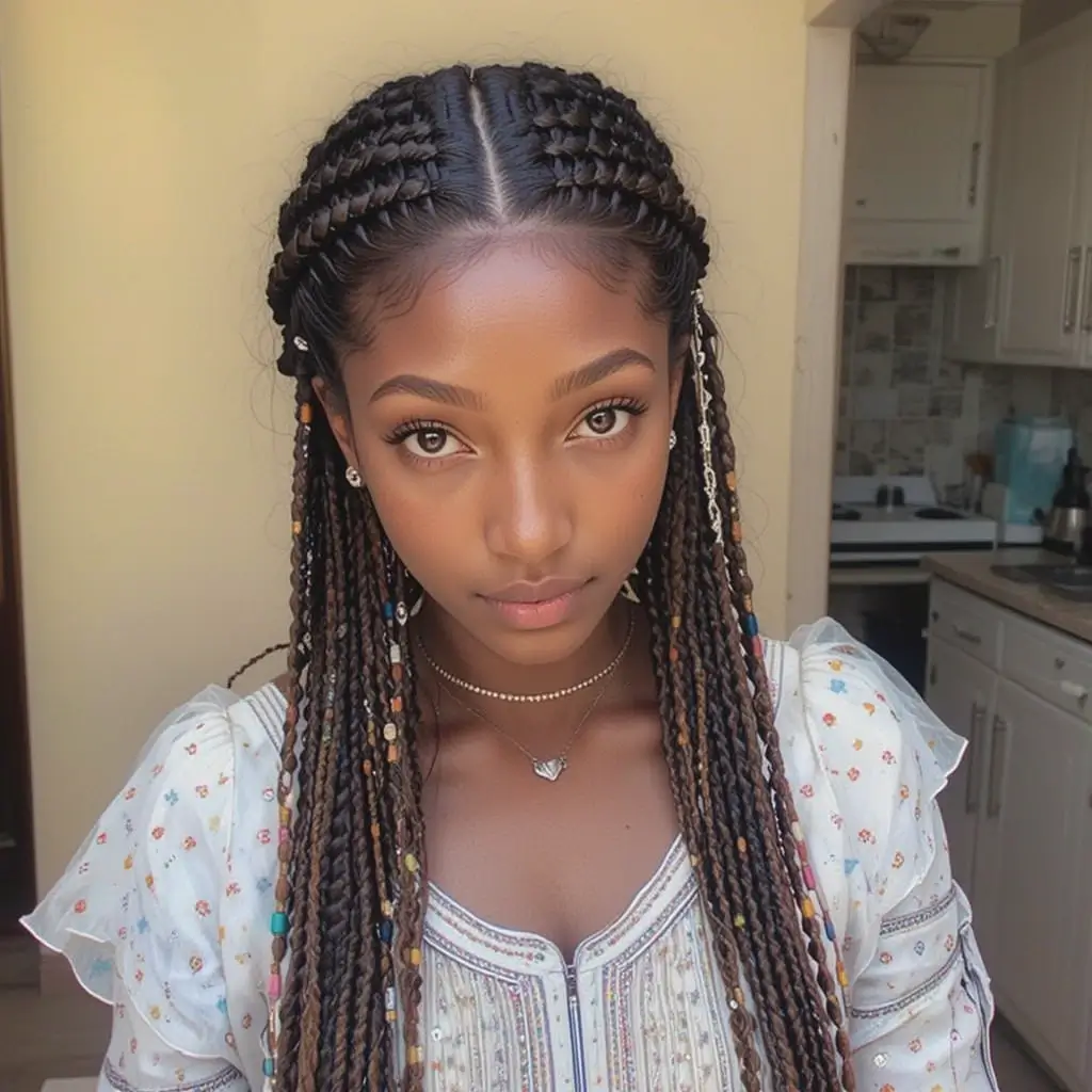 Fulani Braids with Middle Bead Strand