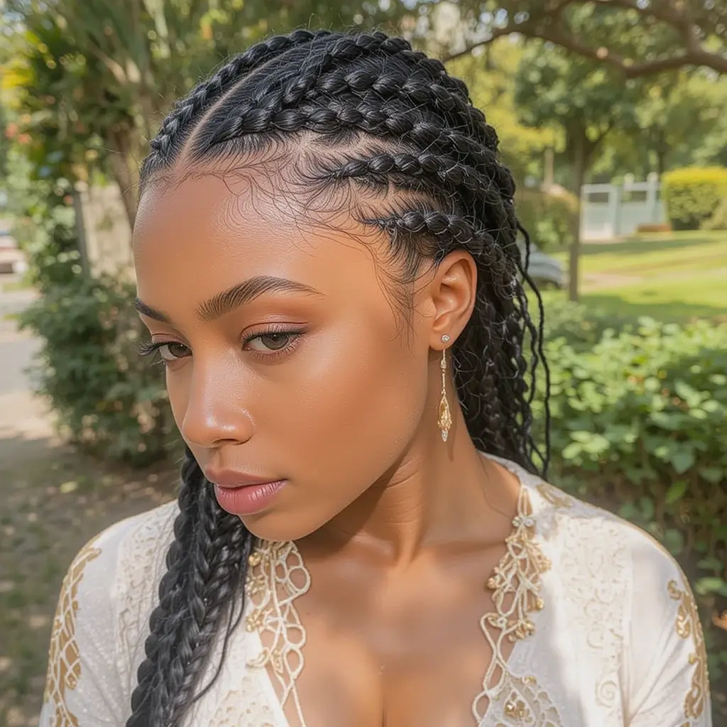 Fulani Braids with Side Cornrows