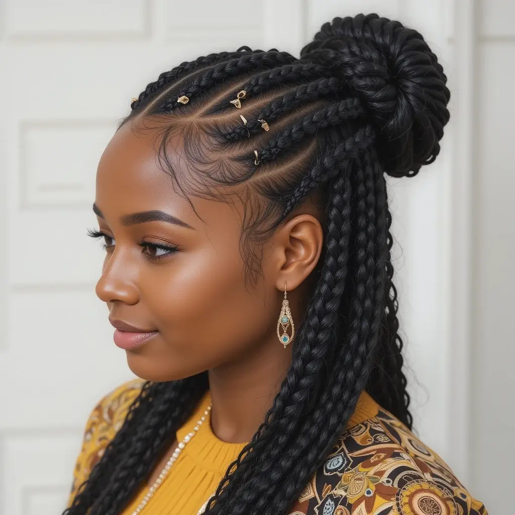 Fulani Braids with Triangle Parts