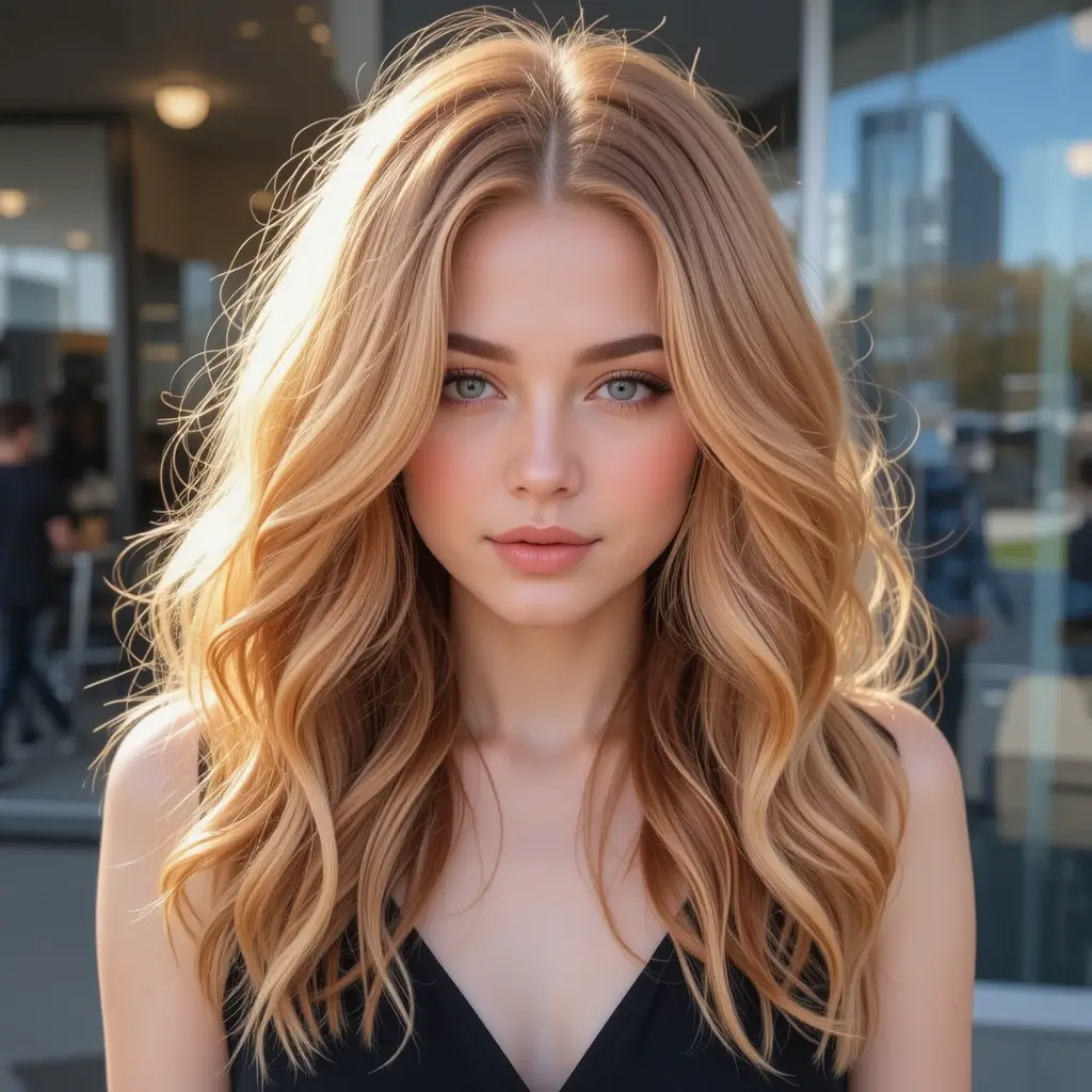 Golden Blonde with Auburn Streaks