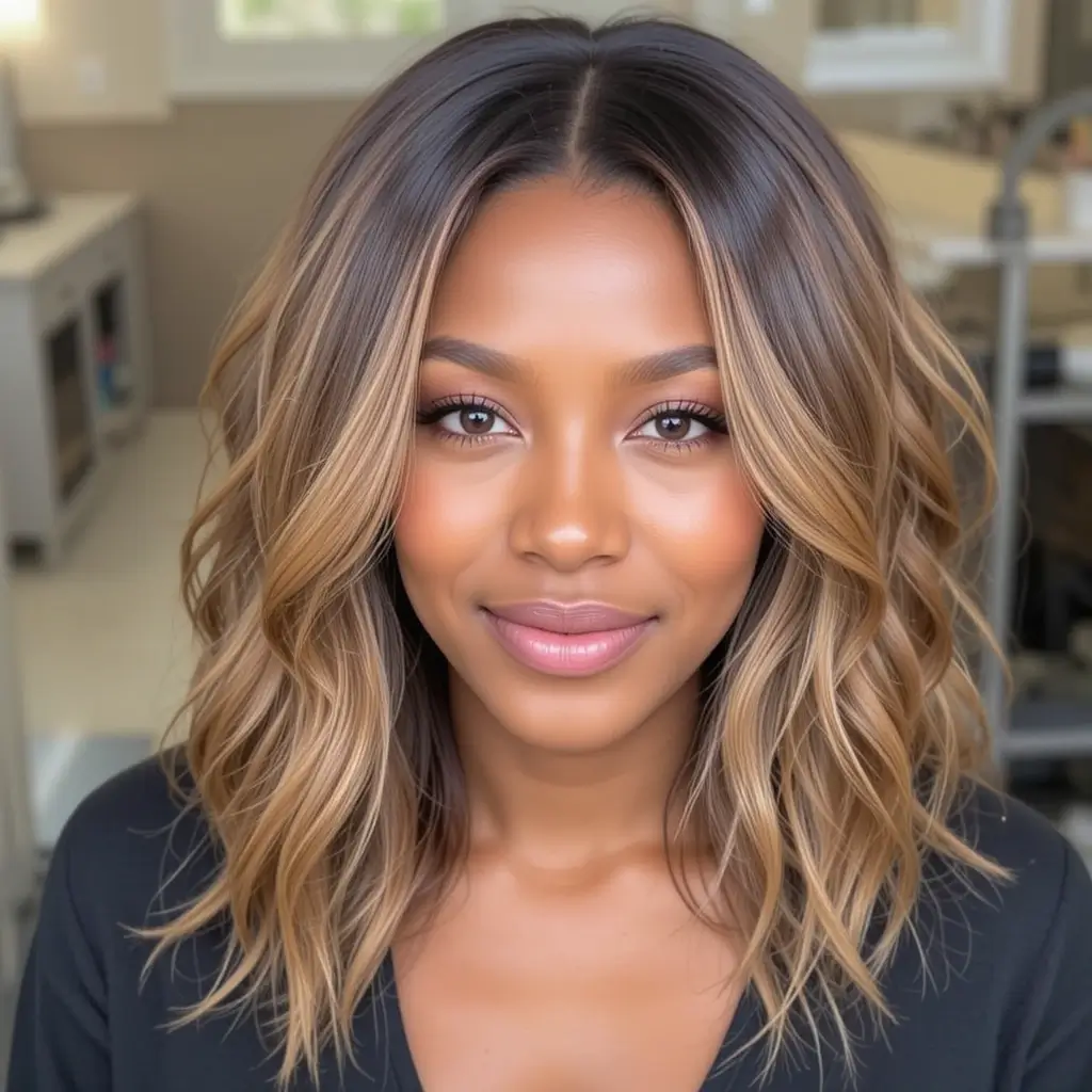 Golden Brown Balayage with Layers