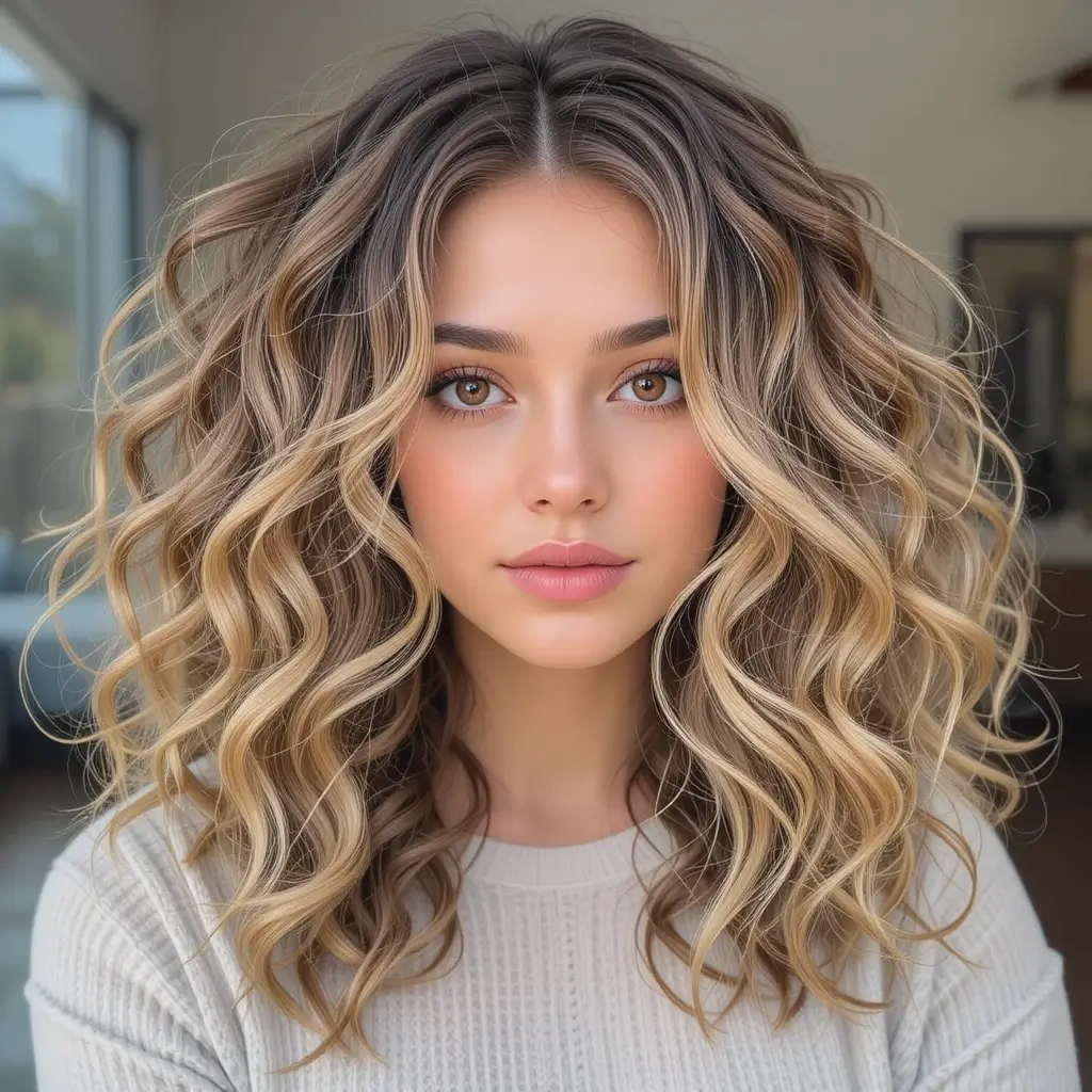 Golden Highlights on Dark Blonde Curls