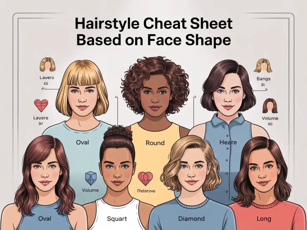 Hairstyle Cheat Sheet Based on Face Shape