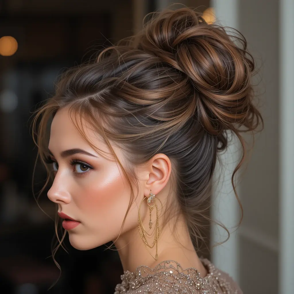High Bun with Tendrils
