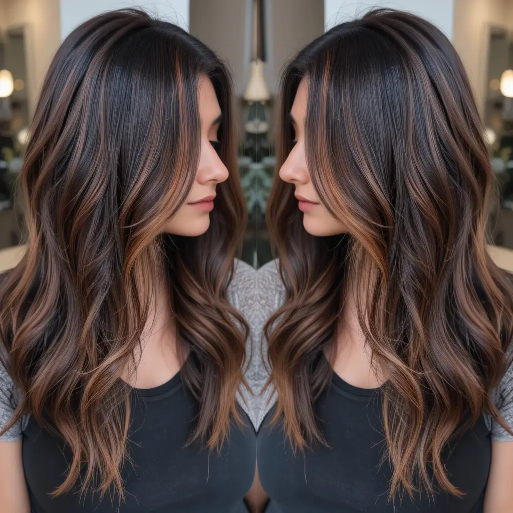 High Contrast Caramel Highlights on Espresso Ha