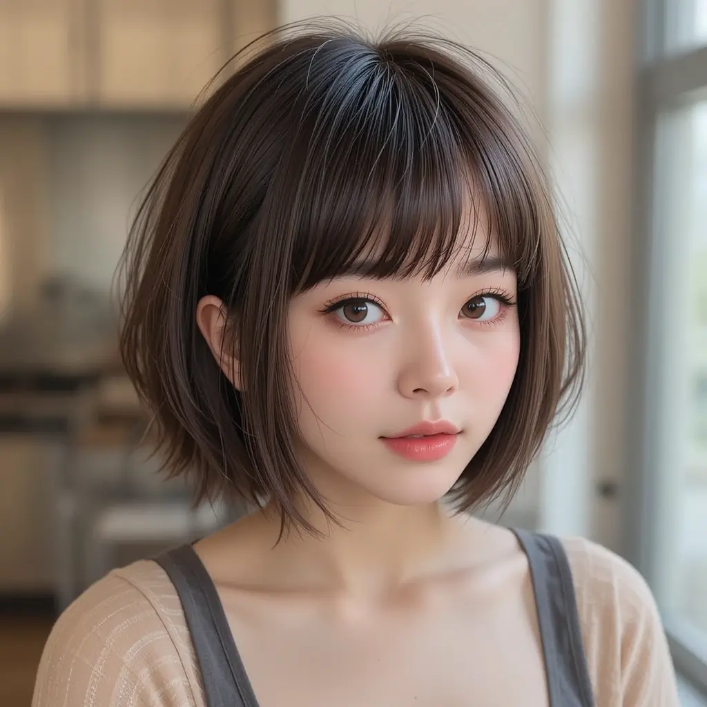 Home Haircut with Bangs