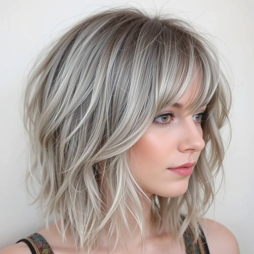 Home Haircut with Long Curtain Bangs