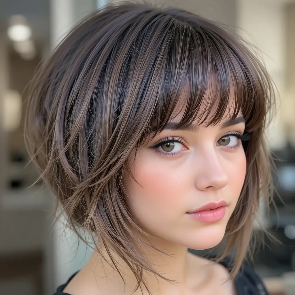 Inverted Bob with Wispy Tapered Bangs