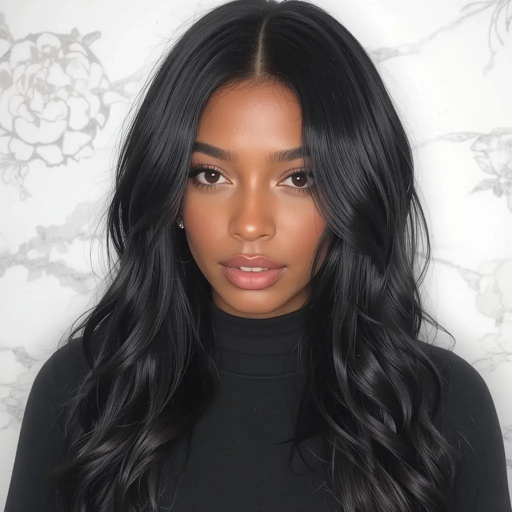 Jet Black Balayage with Gloss Finish
