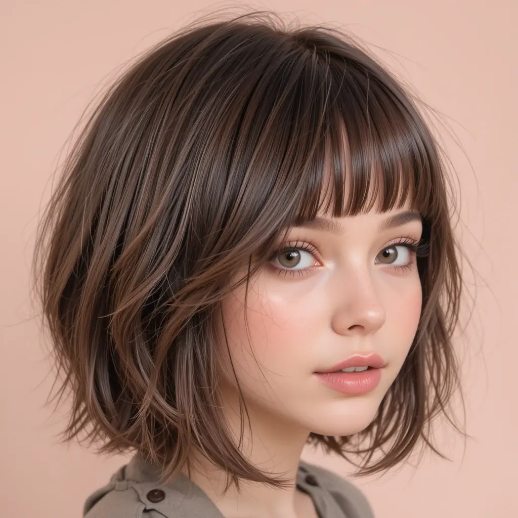  Kitty Cut with Side-Swept Bangs