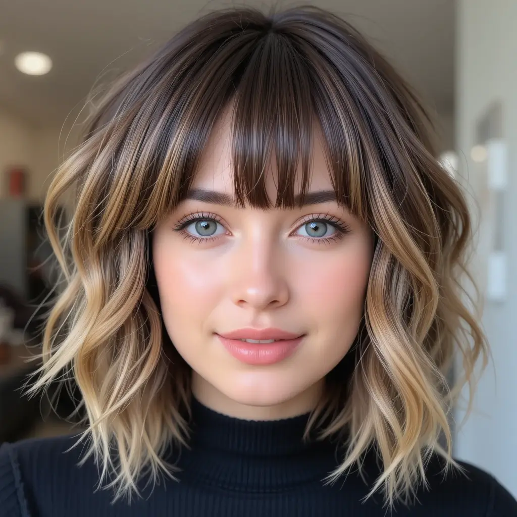 Layered Choppy Bob with Side Bangs