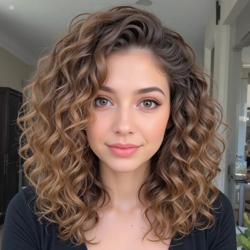 Layered Curly Lob with Extended Length