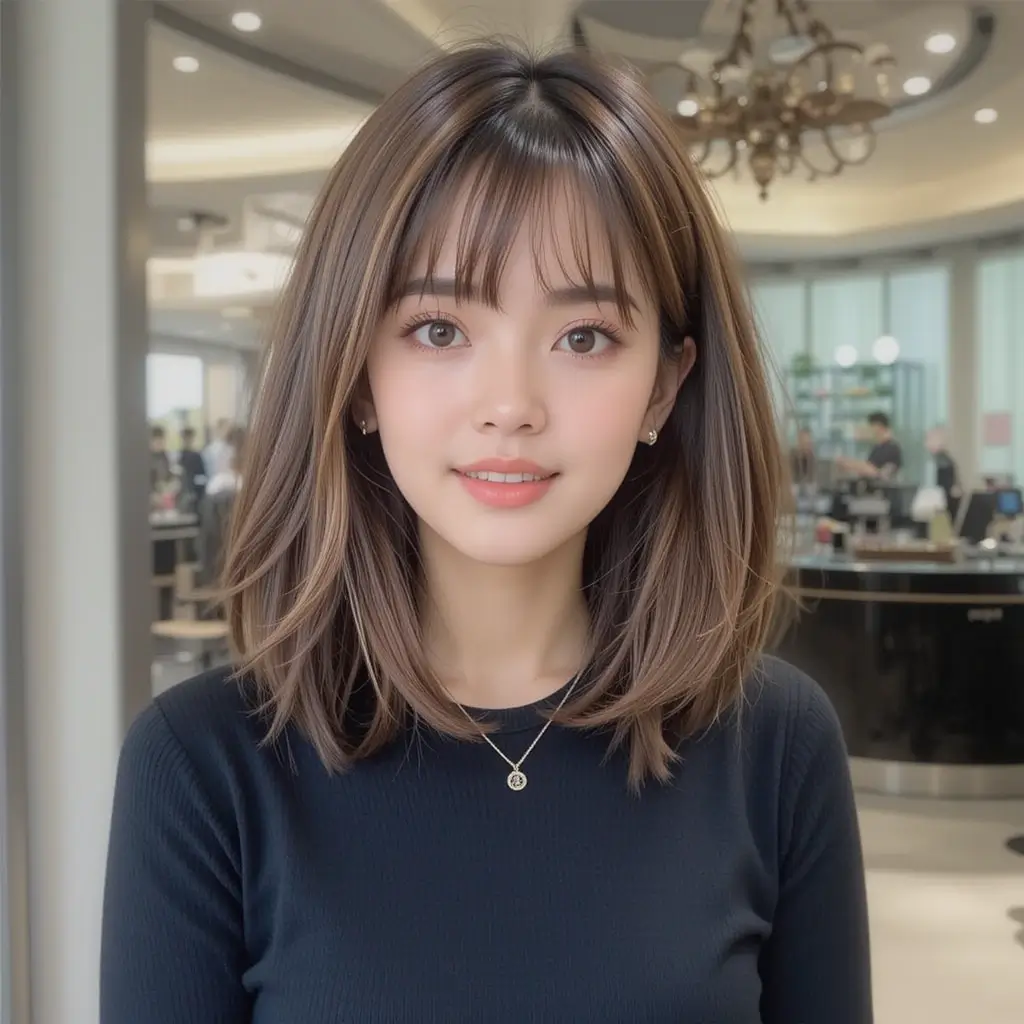 Layered Lob with Side Bangs