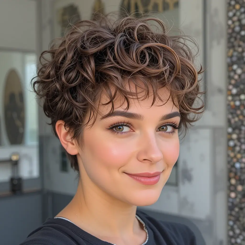 Layered Pixie with Natural Curl Pattern