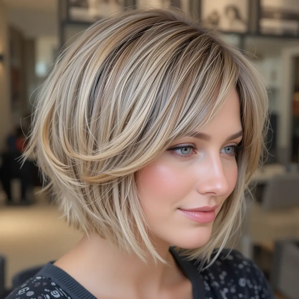 Layered Razor Bob for Thick Hair