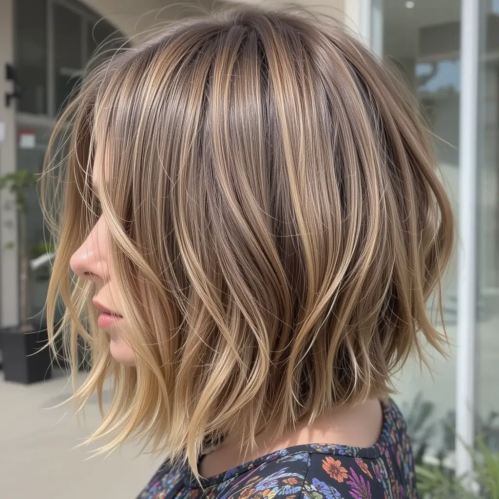 Layered Shag with Golden Brunette Blend