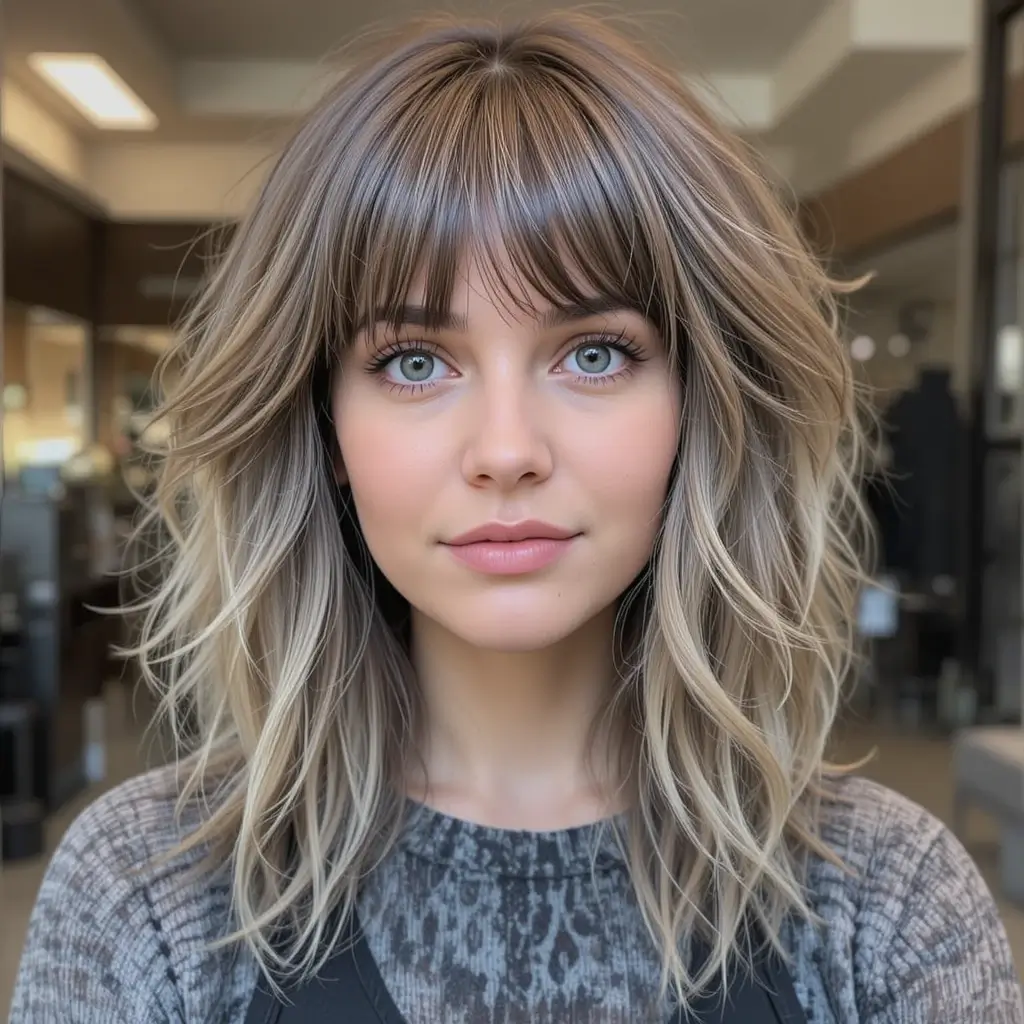 Layered Shaggy Wolf Cut with Curtain Bangs