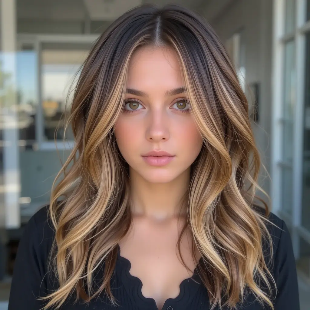 Layered V-Cut with Deep Caramel Streaks