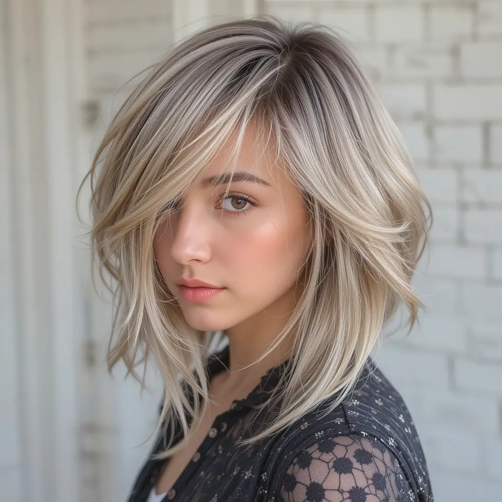 Layered Wolf Cut with Side Part