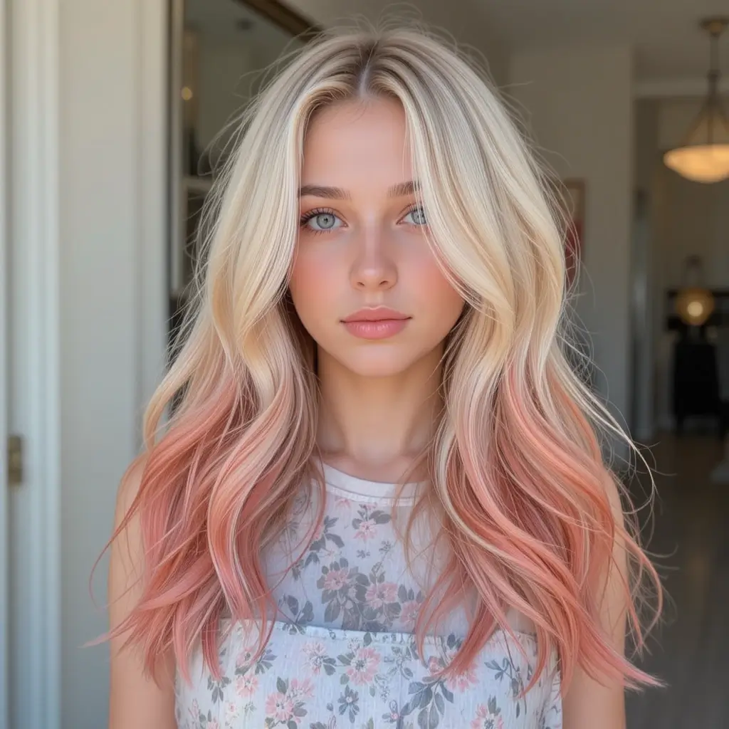 Light Blonde with Coral Balayage