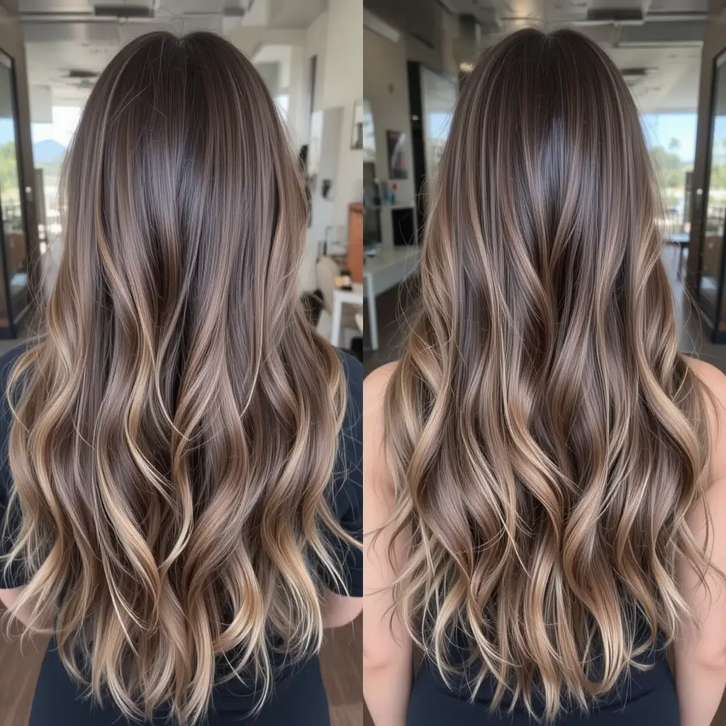 Long Hair with Sunkissed Ribbon Highlights