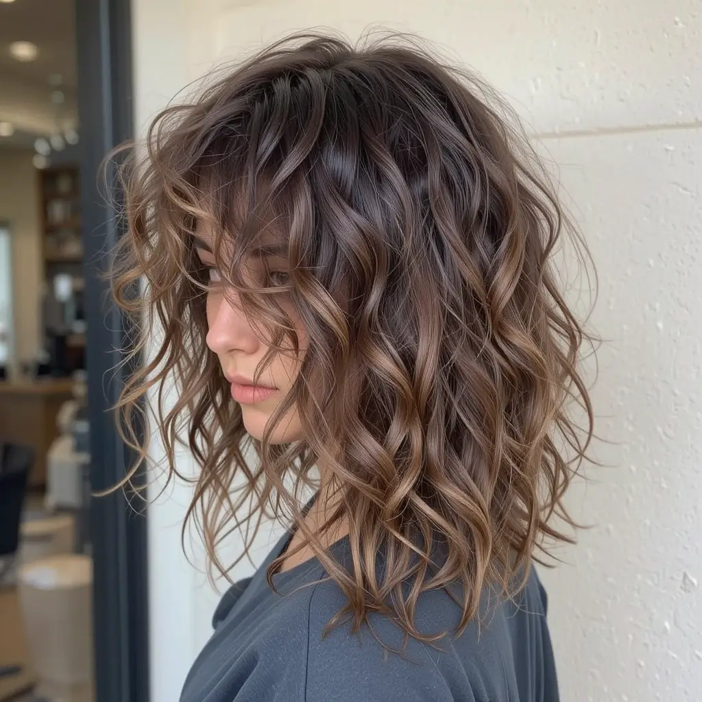 Long Layered Curly Wolf Cut