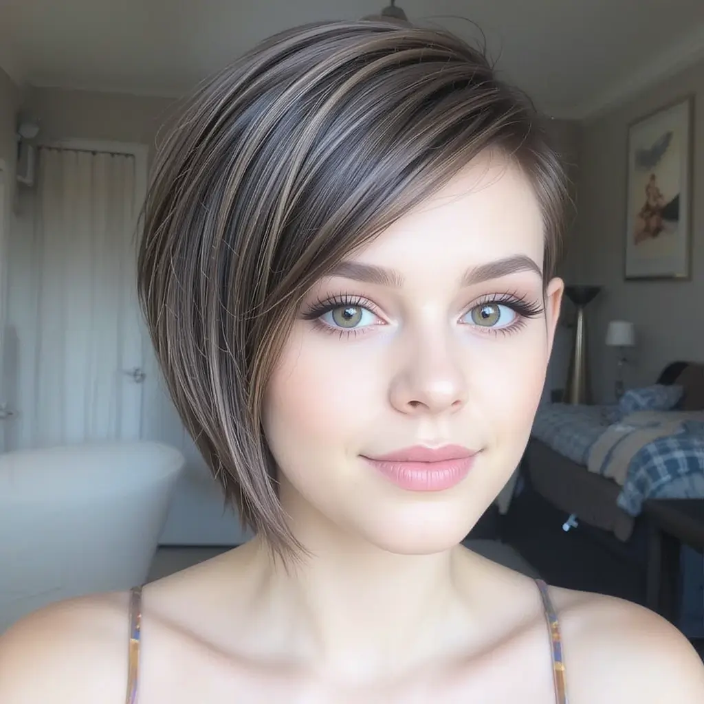 Long Pixie Bob with Deep Side Part
