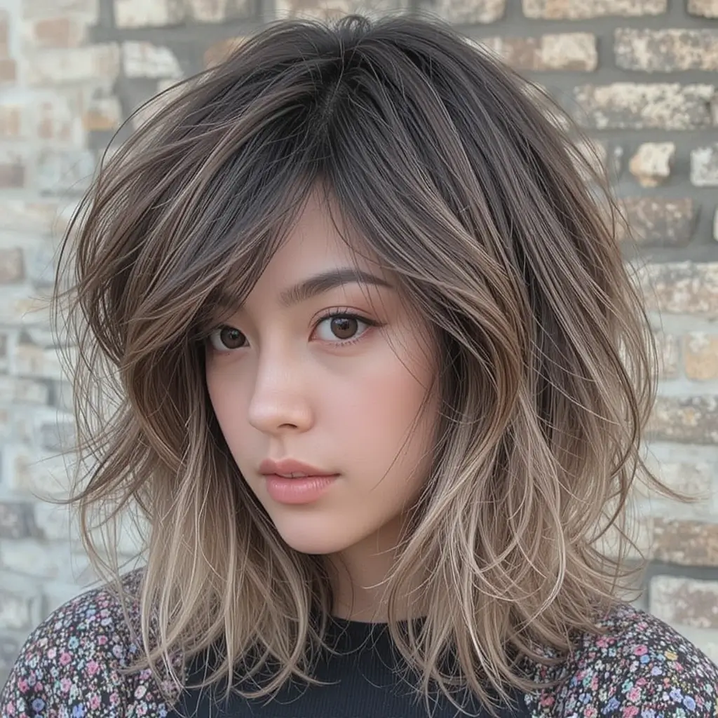Long Textured Shag with Shadow Roots
