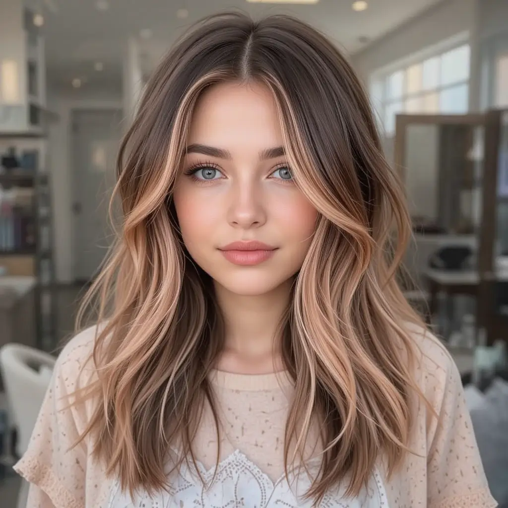 Medium Brown with Peach Highlights