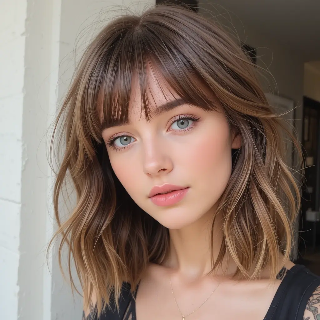 Medium Hair with Wispy Arched Bangs