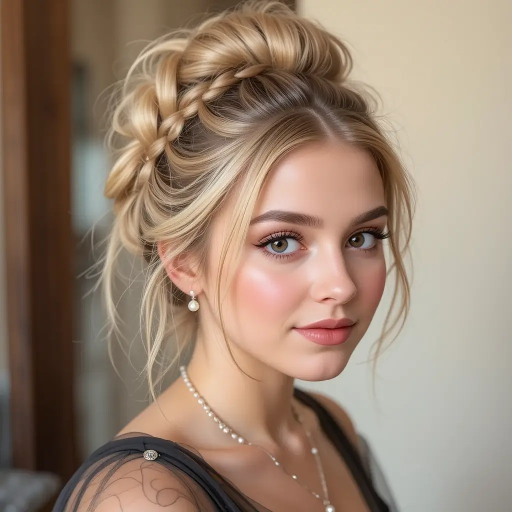 Messy Bun with Braids