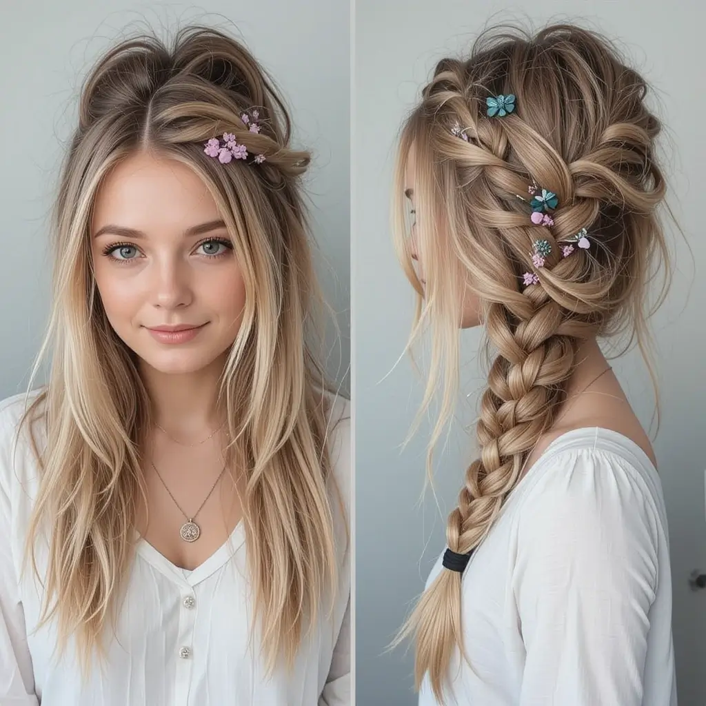 Messy Dutch Braid with Texture Spray