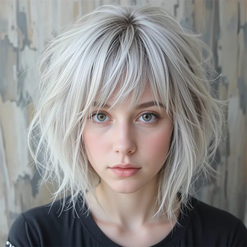 Messy Wolf Cut with Tousled Curtain Bangs