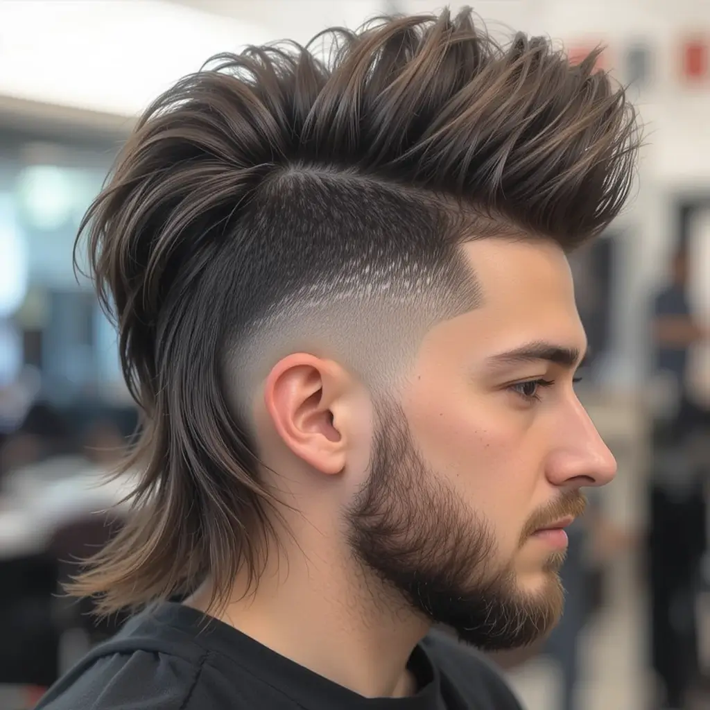 Mid Fade Mullet with Texture
