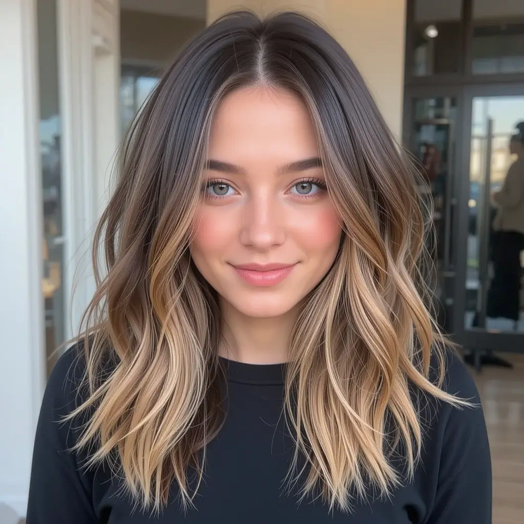 Mid-Length Hair with Caramel Ombre Ends