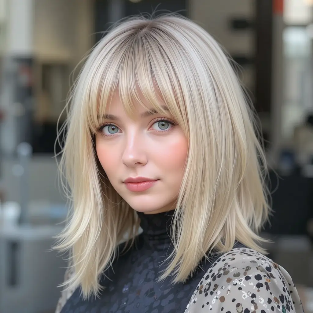 Mid-Length Wolf Cut with Balanced Curtain Bangs